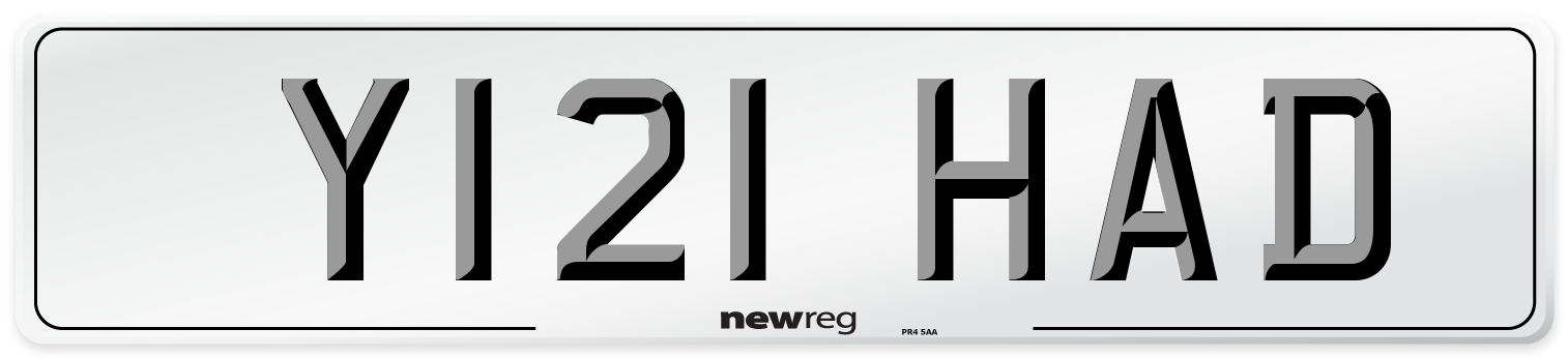 Y121 HAD Number Plate from New Reg